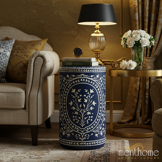 Elegant Floral inlay Side Table | Luxury Handmade Side Table