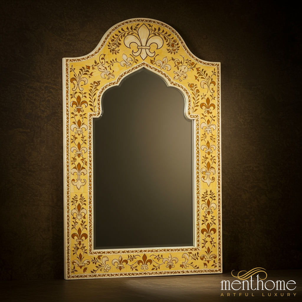 Elegant Golden Arabesque Mirror | Luxury Handmade Mirror