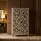 Intricately Carved Floral Pattern Wooden Wardrobe | Luxury Handmade Cabinet