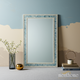 Elegant Blue and Gold Decorative Wall Mirror | Luxury Handmade Mirror