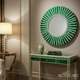 Elegant Green and Ivory Inlay Round Mirror | Luxury Handmade Mirror