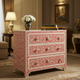 Handcrafted Red and White Floral Patterned Wooden Chest of Drawers | Luxury Handmade Chest of Drawer