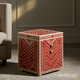 Artisan Red Bone Inlay Decorative Cabinet | Luxury Handmade Side Table
