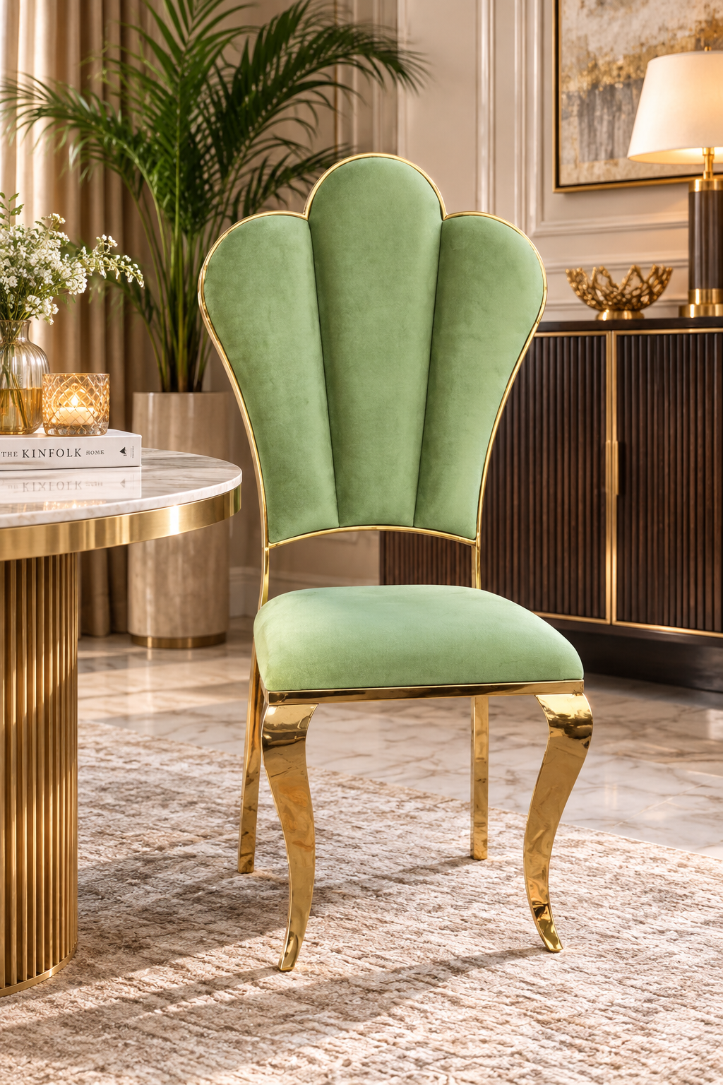 Luxury Brass Dining Chair | Handmade Gold Brass Chair | Velvet Upholstered Accent Chair | Elegant Statement Chair | Custom Furniture