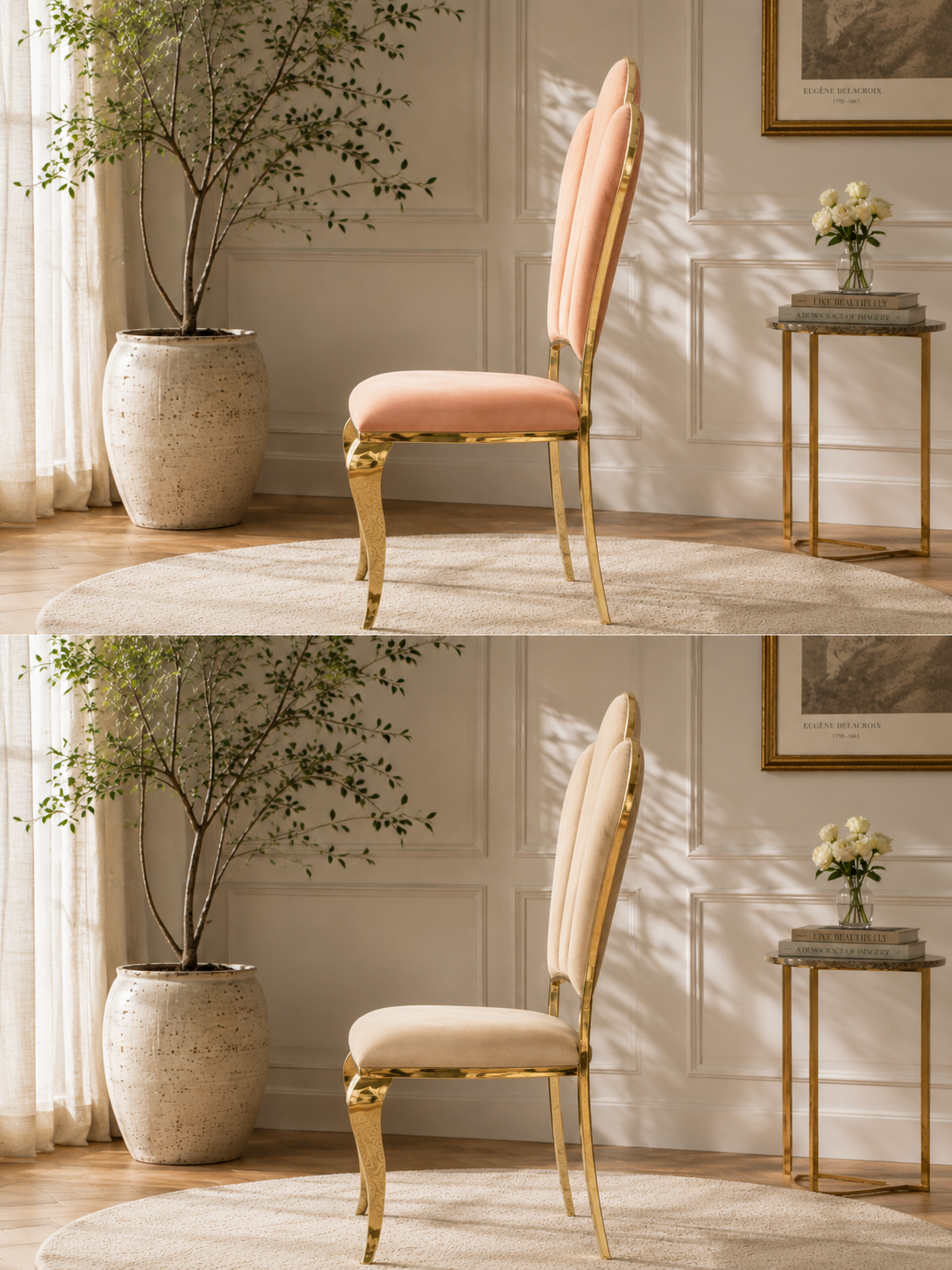 Luxury Brass Dining Chair | Handmade Gold Brass Chair | Velvet Upholstered Accent Chair | Elegant Statement Chair | Custom Furniture