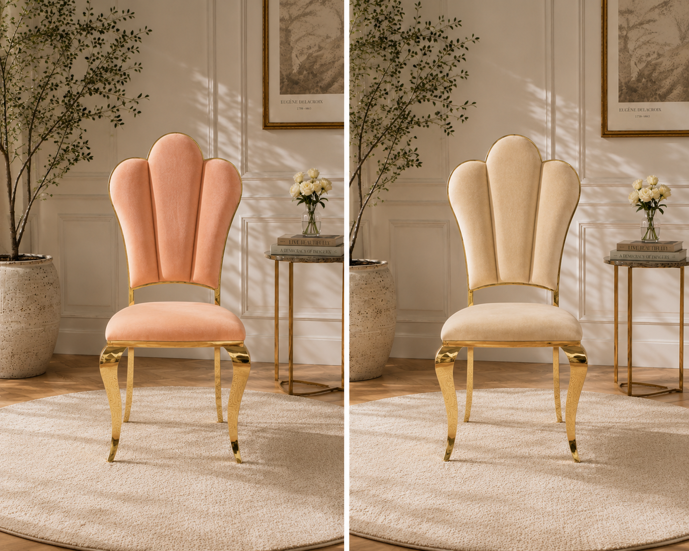 Luxury Brass Dining Chair | Handmade Gold Brass Chair | Velvet Upholstered Accent Chair | Elegant Statement Chair | Custom Furniture