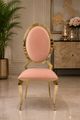 Luxury Brass Oval Back Dining Chair with Cream Upholstery | Modern Gold Metal Accent Chair