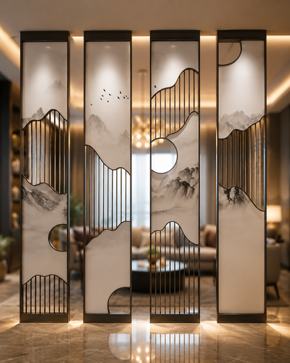 Luxury SS304 Stainless Steel Decorative Room Divider Partition Panel – 8 Ft × 15 Inch | Modern Designer Metal Partition