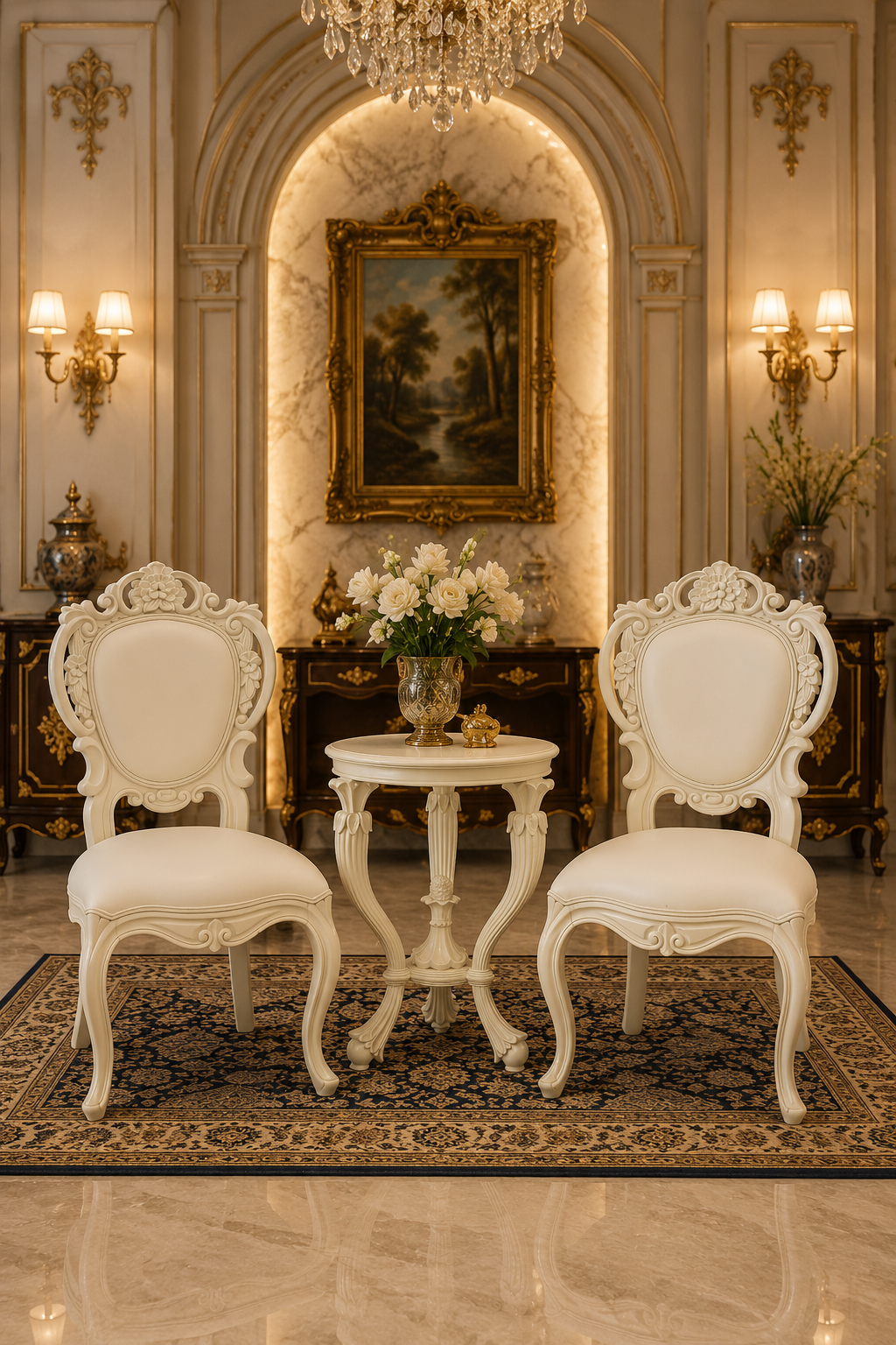 Luxury Hand-Carved Teak Wood Dining Chair with Upholstered Seat & Back | Classic Designer Accent Chair