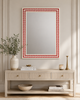 Luxury Red & White Bone Inlay Mirror | Handmade Decorative Wall Mirror | Modern Geometric Inlay Mirror | Entryway Bathroom Vanity