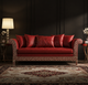 Luxurious Red Inlay Sofa with Greek Key Pattern | Luxury Handmade Sofa
