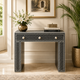Ready to Ship Bone Inlay Writing Desk / Console Table – Black & White Chevron Design (34"W x 18"D x 30"H) | Handmade in India