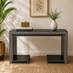 Ready to Ship in India | Black Bone Inlay Console Table 48"W x 14"D x 30"H | Luxury Handmade Geometric Inlay Entryway Console