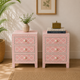 Blush Pink Bone Inlay Bedside Table with 3 Drawers – Luxury Nightstand for Elegant Interiors (18"W x 16"D x 26"H)
