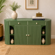 Green Inlay Luxury Console Cabinet with 2 Drawers, 2 Shutter Doors & Side Open Shelves