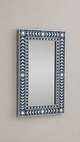Ready to Ship in India | Handmade Blue Bone Inlay Wall Mirror | Luxury Rectangular Decorative Mirror | Floral & Geometric Bone Inlay Design | 36"H x 20"W x 1"D