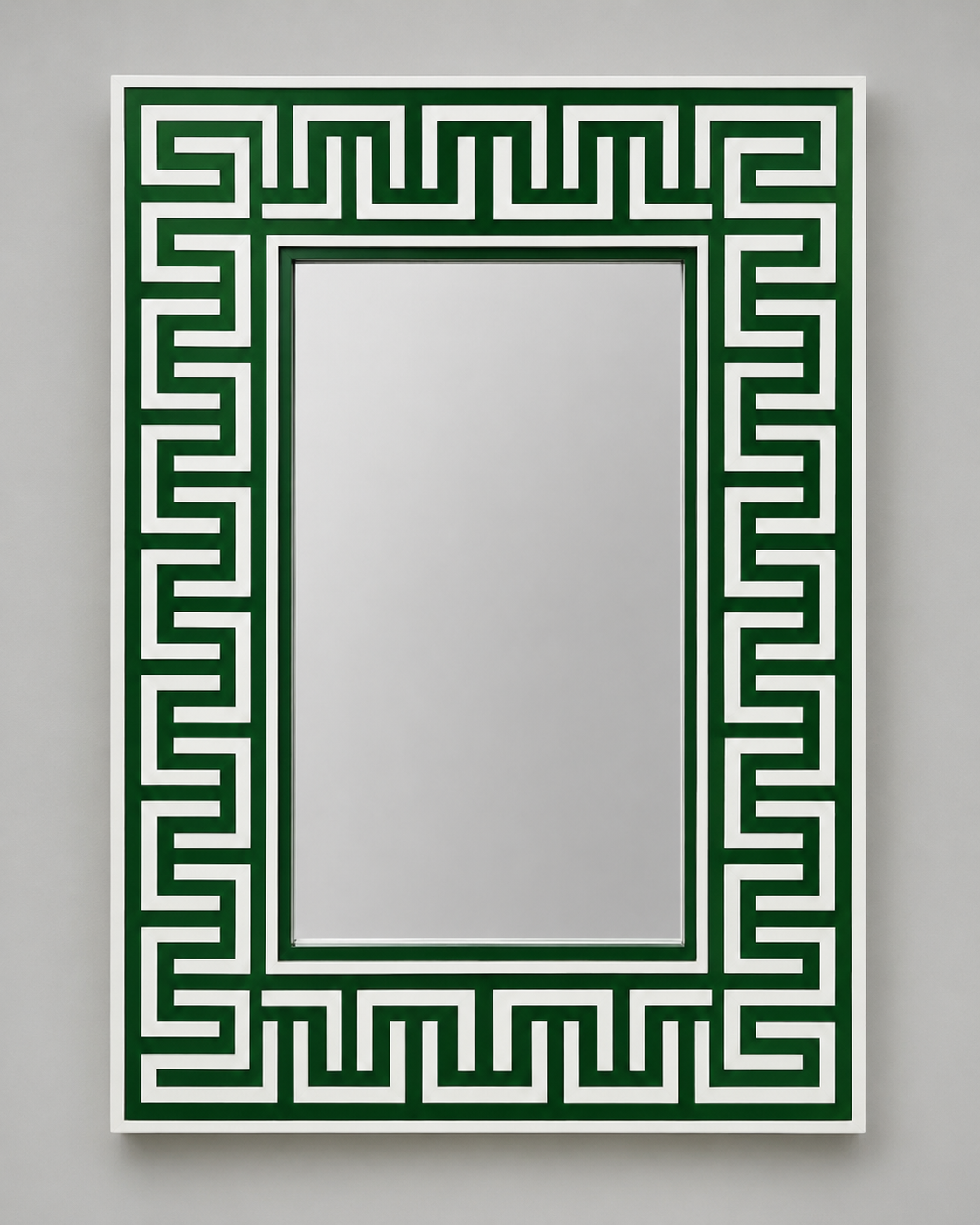 Ready to Ship in India | Green Bone Inlay Greek Key Mirror 16W x 1D x 24H Inches | Handmade Bone Inlay Wall Mirror | Luxury Decorative Mirror for Bedroom, Living Room & Entryway