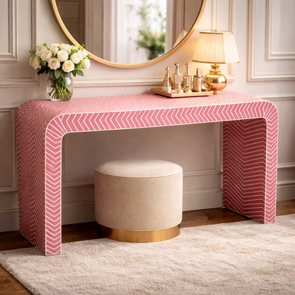 Luxury Pink Inlay Console Table