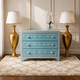 Luxury Blue Inlay Chest of Drawers – Handcrafted Floral Design, 4 Drawer Storage Cabinet