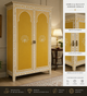 Handcrafted Indian Bone Inlay Mustard Yellow Wardrobe | Luxury Handmade Wardrobe