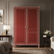 Vintage Red Patterned Wooden Wardrobe | Luxury Handmade Wardrobe
