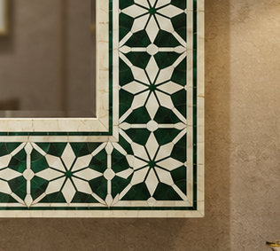 Elegant Green Malachite Console Table | Luxury Handmade Mirror