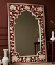 Ornate Decorative Floor Mirror with Red and White Floral Frame | Luxury Handmade Mirror