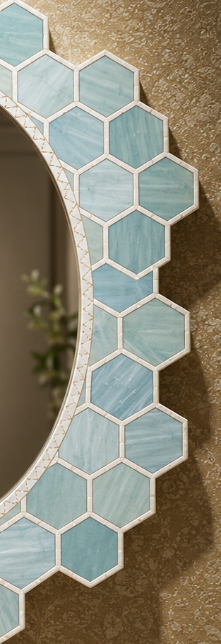 Hexagonal Pattern Decorative Mirror | Luxury Handmade Mirror