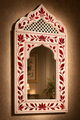 Elegant Red and White Arabesque Wall Mirror | Luxury Handmade Mirror