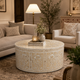 Handcrafted Bone Inlay Round Coffee Table | Luxury Handmade Coffee Table