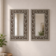 Ready to Ship in India | Handmade Bone Inlay Floral Wall Mirror | Luxury Brown & White Decorative Mirror | 16"W x 1"D x 24"H