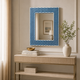 Ready to Ship in India | Handmade Blue Bone Inlay Chevron Wall Mirror | Luxury Rectangular Decorative Mirror | Modern Geometric Design | 24"W x 1"D x 30"H