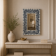 Ready to Ship in India | Blue Bone Inlay Floral Mirror 16W x 1D x 24H Inches | Handmade Bone Inlay Wall Mirror | Luxury Decorative Mirror for Bedroom, Living Room & Entryway
