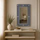 Ready to Ship in India | Handmade Blue Bone Inlay Wall Mirror | Luxury Rectangular Decorative Mirror | Floral & Geometric Bone Inlay Design | 36"H x 20"W x 1"D