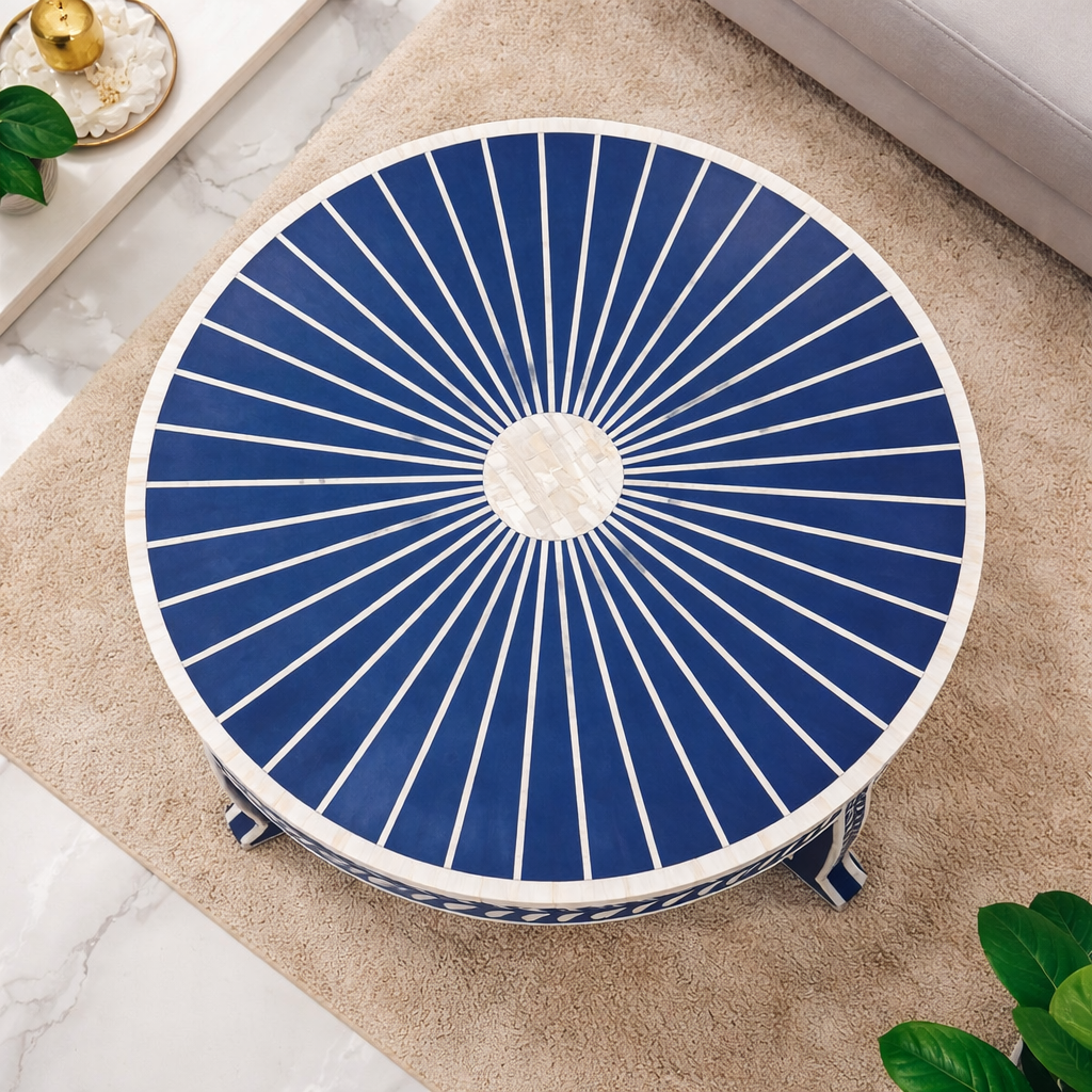 Handcrafted Blue Inlay Coffee Table – Features, Craftsmanship & Luxury Design
