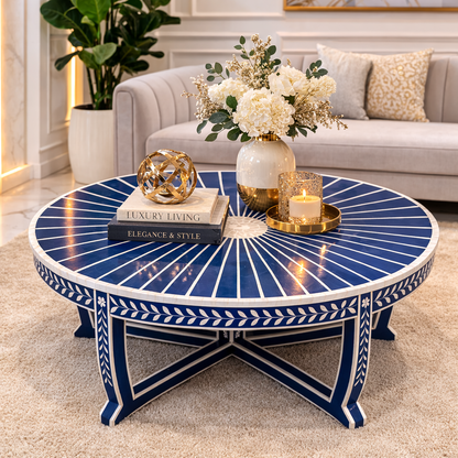 Handcrafted Blue Inlay Coffee Table – Features, Craftsmanship & Luxury Design
