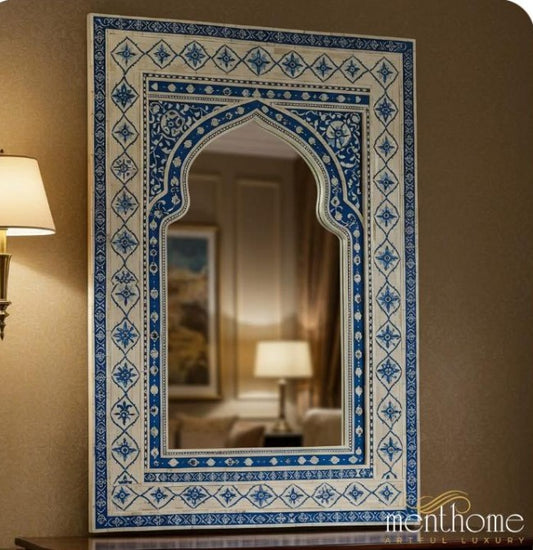 Decorative Wall Mirror with Floral Pattern Frame | Luxury Handmade Mirror