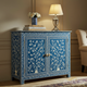 Handcrafted Blue Floral Bone Inlay Wooden Cabinet | Luxury Handmade Cabinet