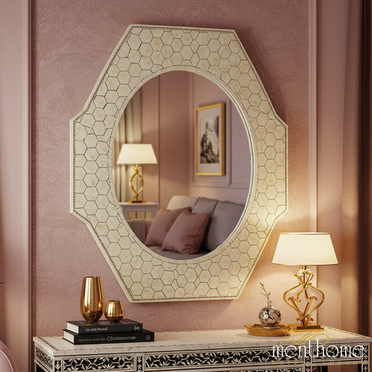 Octagonal Decorative Wall Mirror with Artistic Frame | Luxury Handmade Mirror