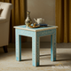 Elegant Blue and White Geometric Pattern Side Table | Luxury Handmade Side Table