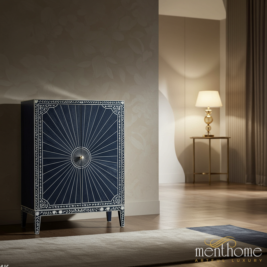 Elegant Blue Sunburst Cabinet | Luxury Handmade Cabinet