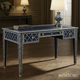 Elegant Navy Blue and White Inlaid Writing Desk | Luxury Handmade Desk