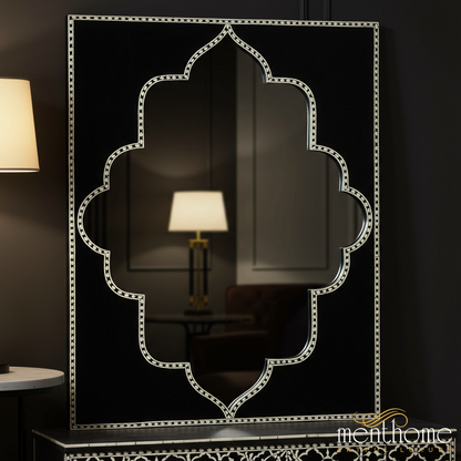 Black and White Inlaid Decorative Wall Mirror | Luxury Handmade Mirror