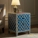 Blue Moroccan Patterned Side Table with Two Drawers | Luxury Handmade Bedside Table