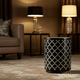 Black and White Patterned Round Side Table | Luxury Handmade Stool