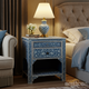 Blue and White Floral Patterned Bedside Table | Luxury Handmade Bedside Table