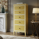 Yellow Geometric Patterned Tall Chest of Drawers | Luxury Handmade Tallboy