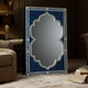 Elegant Blue Decorative Floor Mirror with Intricate Floral Frame | Luxury Handmade Mirror