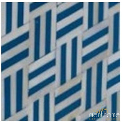 Blue Maze Bedside Table with Drawers | Luxury Handmade Bedside Table