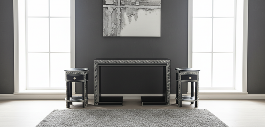 Handmade Luxury Black Console and two side tables set